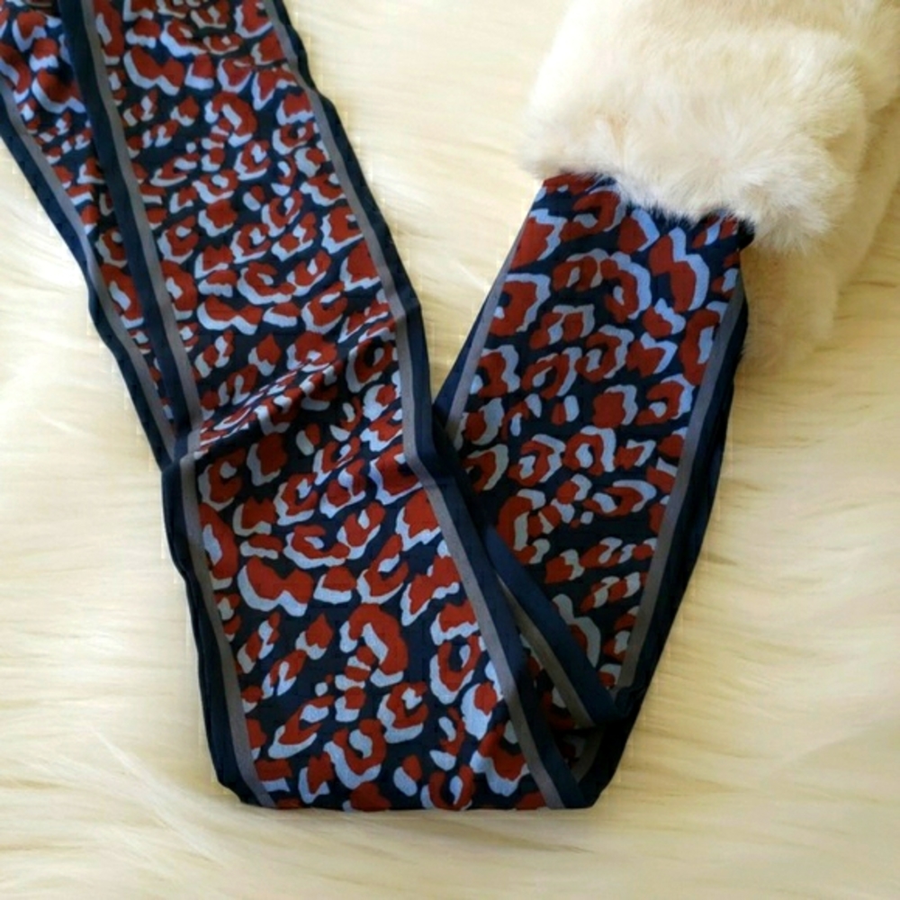New 🎅 Leopard Faux Mink Fur Skinny Scarf Twilly - Picture 5 of 8